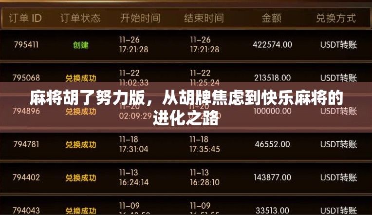 麻将胡了努力版，从胡牌焦虑到快乐麻将的进化之路